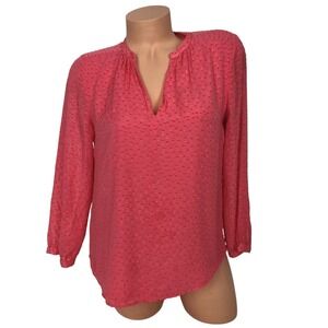 J CREW Silk Blend Velvet Burnout Textured Dot Top Blouse 4 VNeck‎ Career Office